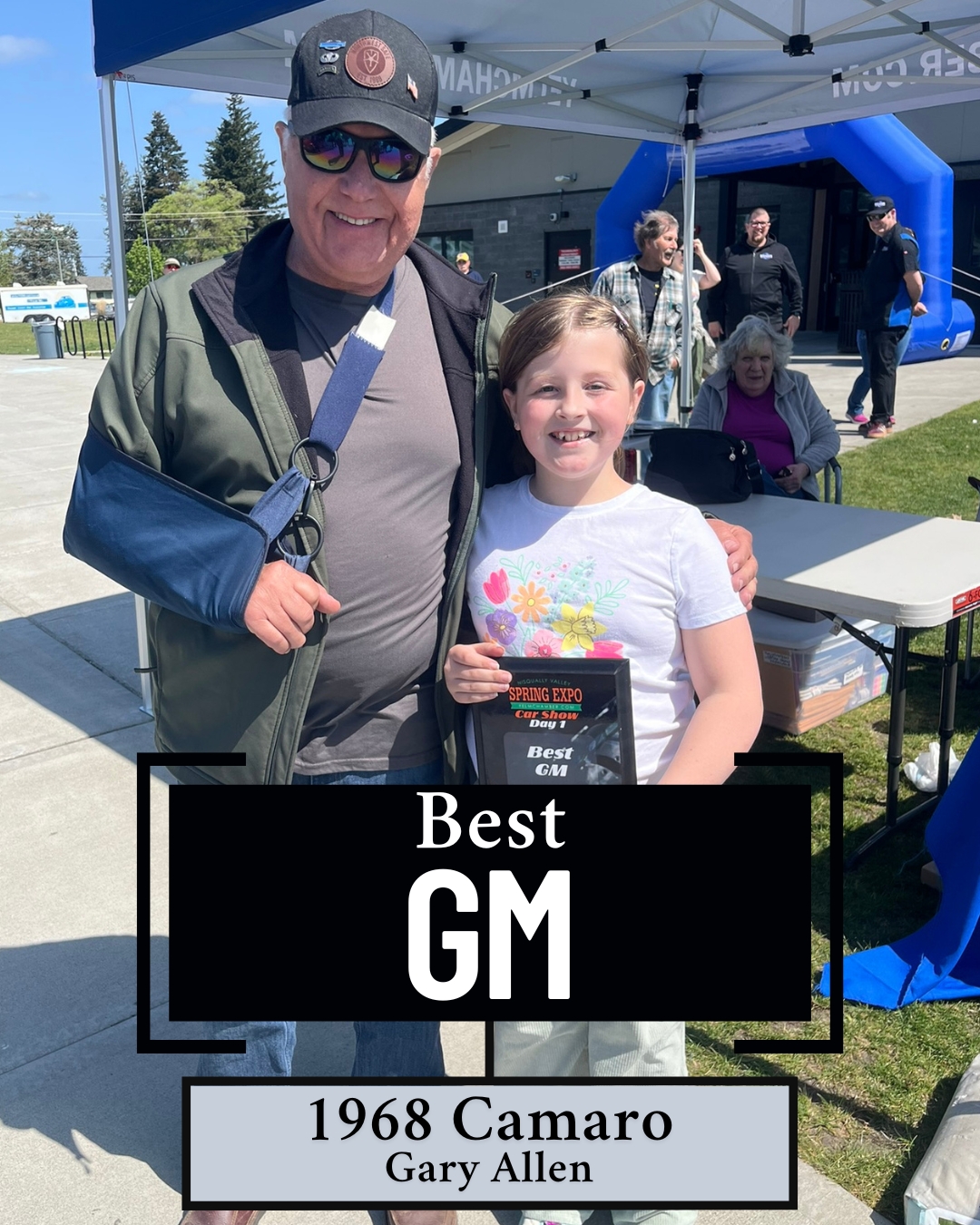 Best General Motors winner Gary Allen, 1968 Camara, with his award from Graham Auto Repair